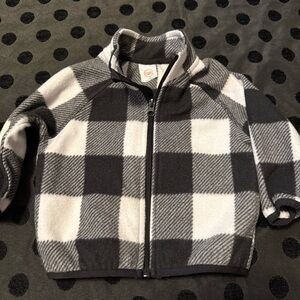 Baby Toddler White and Black Buffalo Check Fleece Jacket